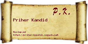 Priher Kandid névjegykártya